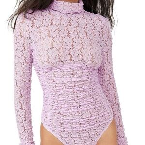 Free People Intimately Purple Orchard Lace Bodysuit